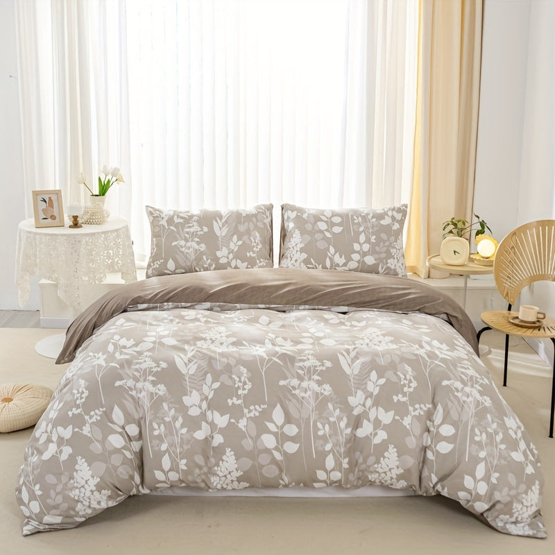 Breathable Multicolor Floral Duvet Cover Set with Pillowcases and Zipper Closure