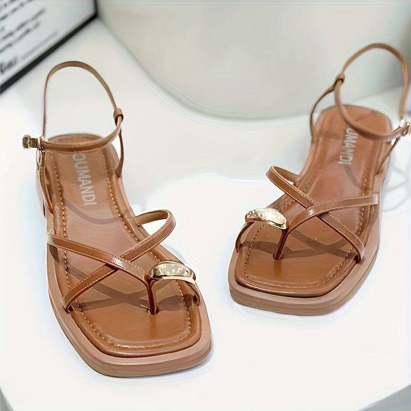 Women's Flat Toe Roman Sandals Synthetic Summer Open-Toe Casual Slides