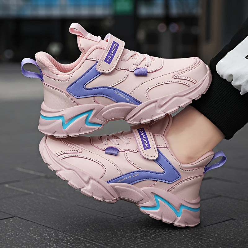 Girls Outdoor Casual Sneakers with Soft Sole, Round Toe, Low Top, TPR Sole