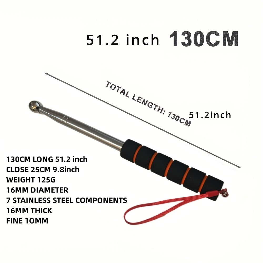 Retractable Stainless Steel Tour Guide Flagpole Adjustable 130cm to 182cm Outdoor Hook