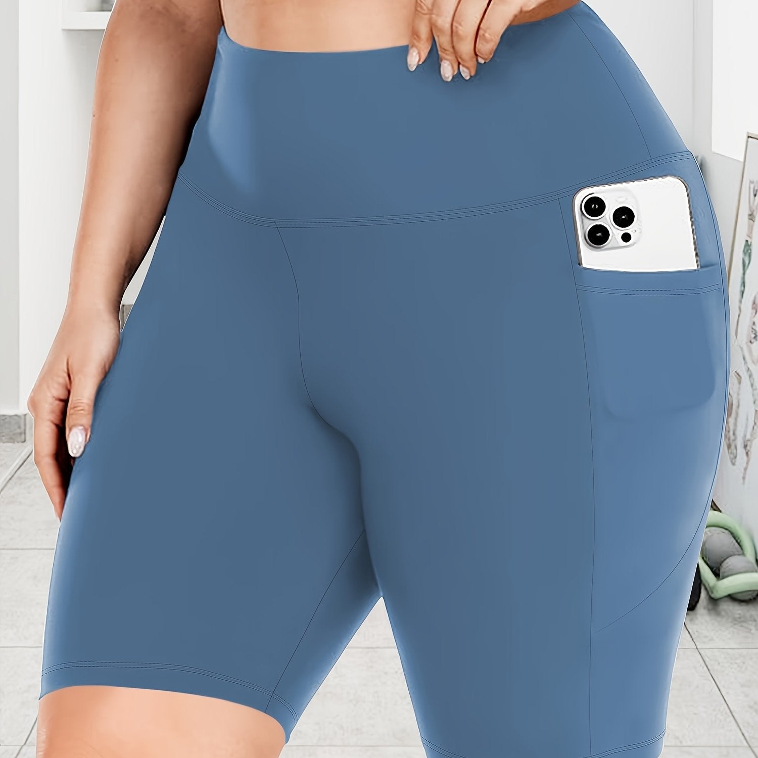 Women's High Waist Crescent Pocket Pants Drainage Style Large Size