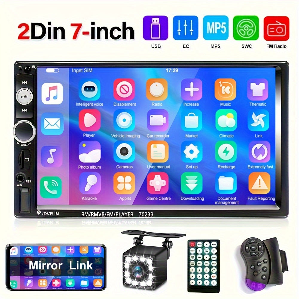 7 dyuymli HD sensorli ekranli avtomobil stereo tizimi, Mirror Link, USB, FM radio, masofadan boshqarish bilan boshqarish