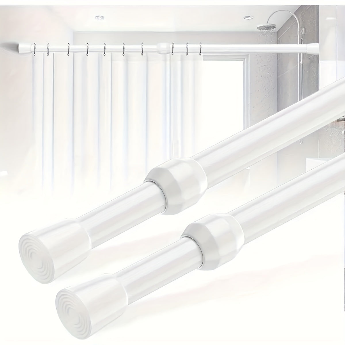 Adjustable Alloy Shower Rod No Drill Extendable from 99cm to 191cm Bathroom Closet Kitchen