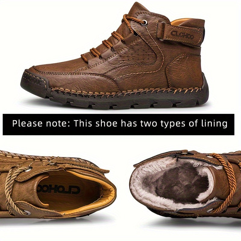 Men's Casual Ankle Boots Leather Rubber Sole Lace-Up All-Season Outdoor Streetwear
