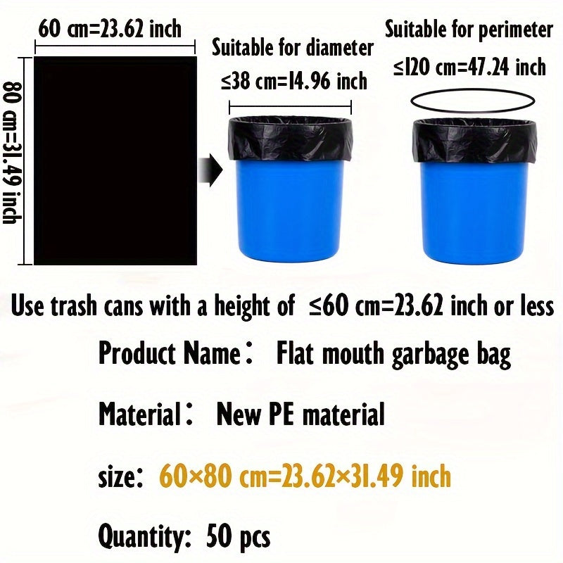 50 Pack Heavy Duty Garbage Bags 7-Gallon and 30-Gallon for Outdoor and Industrial Use