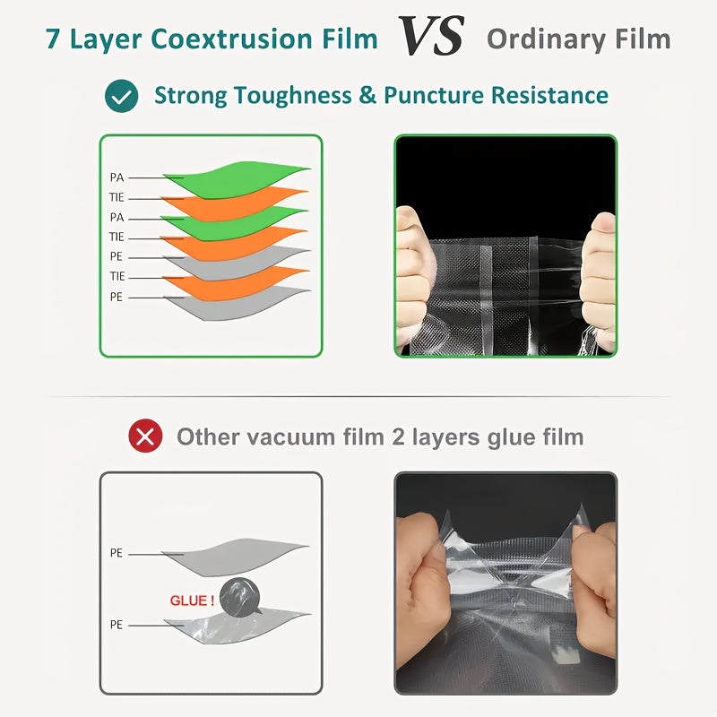 BPA-Free Vacuum Storage Bags for Food Preservation, Multiple Sizes