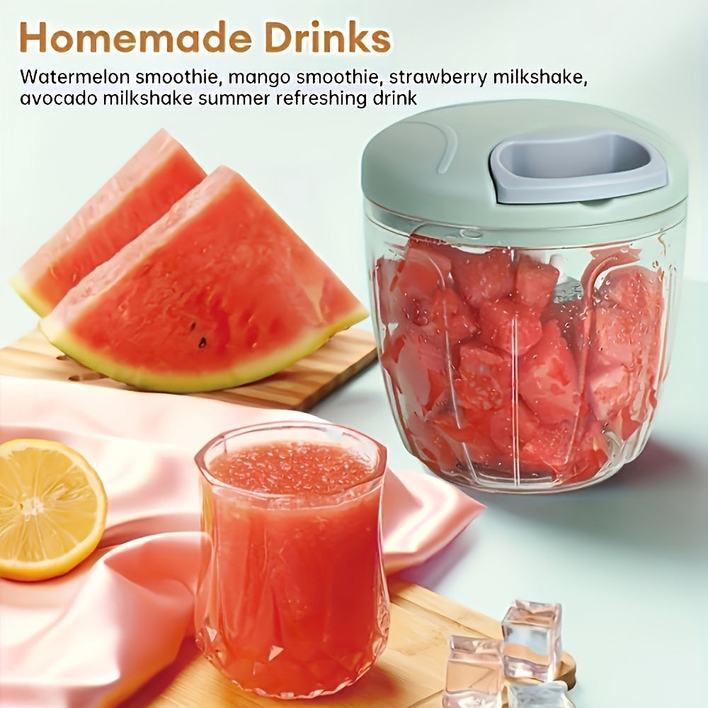 Turli ingredientlarni samarali ravishda to'g'rash, kesish va tayyorlash uchun mo'ljallangan ko'p funksiyali qo'l oziq-ovqat protsessor.