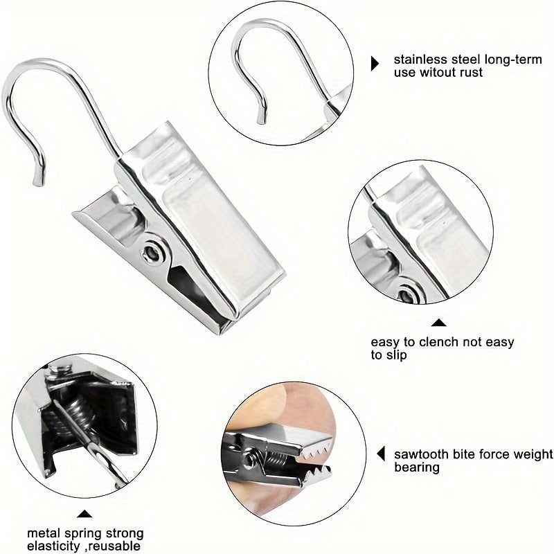 Set of 50 Metal Curtain Clips for Hanging Curtains and Window Treatments