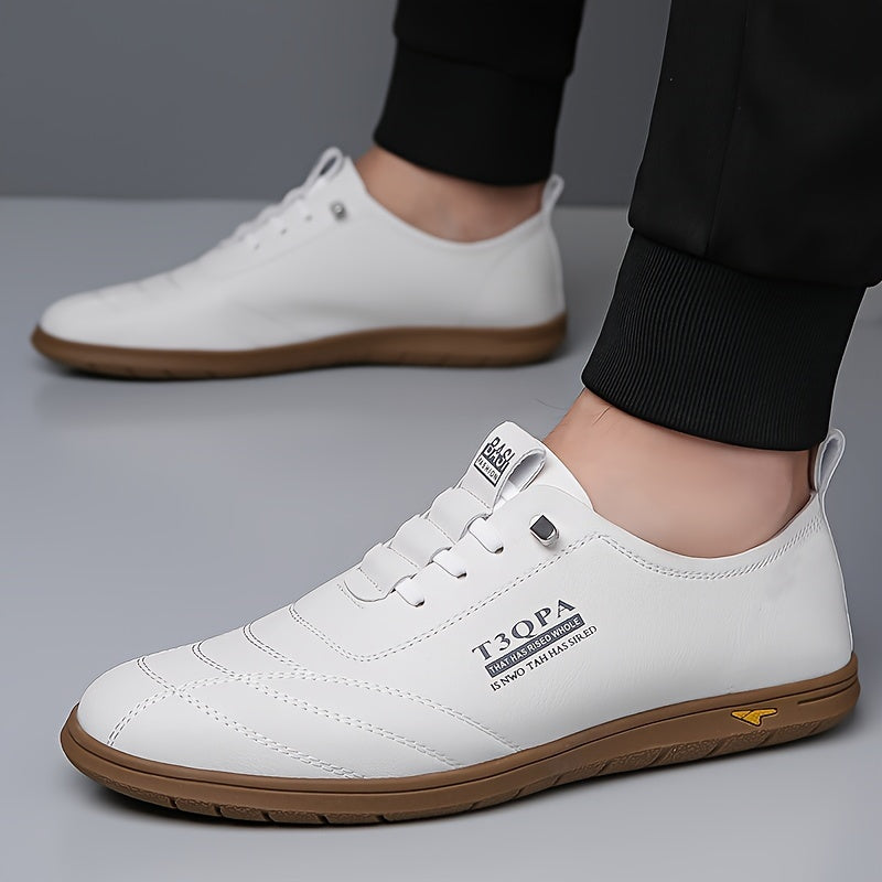 Men's Casual Sneakers Low Top Solid Color Microfiber Synthetic Leather Rubber Sole