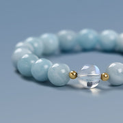 Браслет из аквамарина и белого кристалла для женщин, украшение, подарок