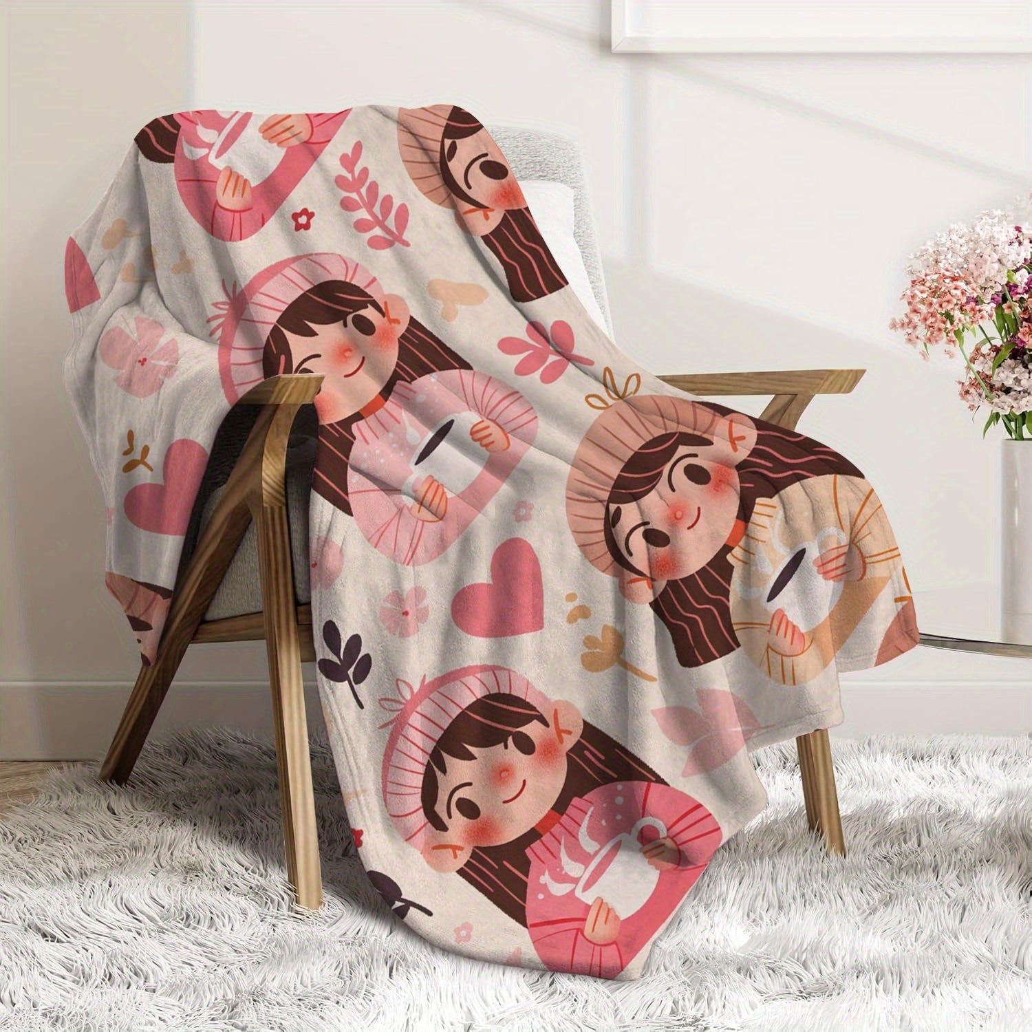 Digital Print Flannel Fleece Throw Blanket Hypoallergenic Cozy for Travel Camping Napping