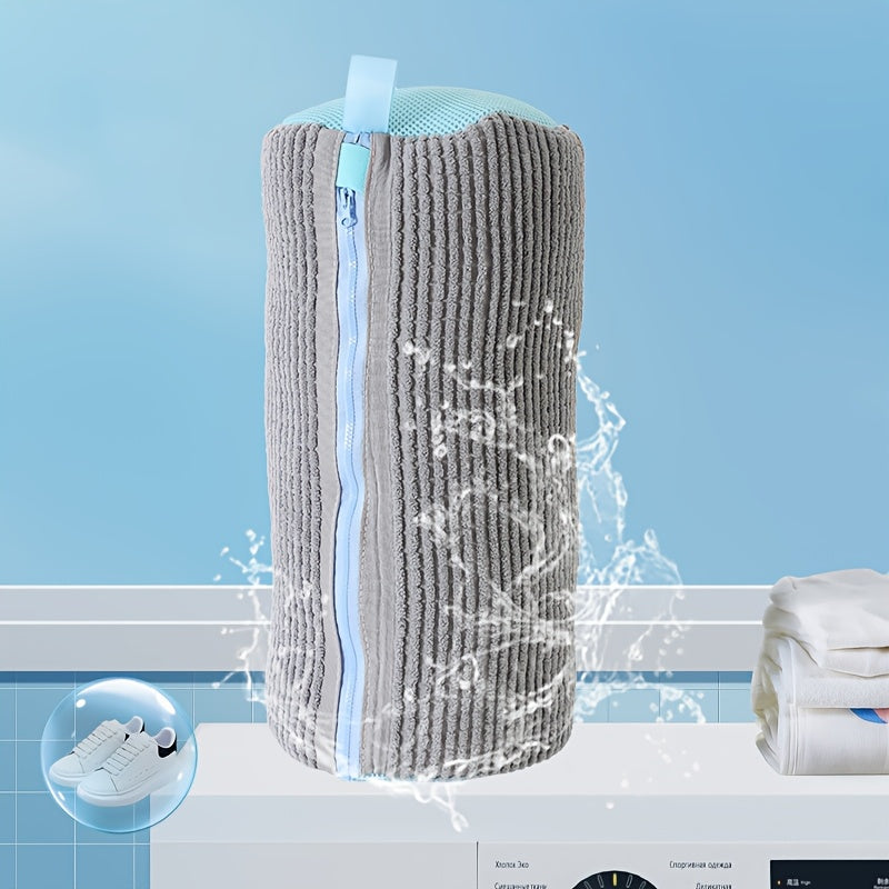 Bolsa ovalada para limpiar zapatos con cremallera, lavable para el mantenimiento de calzado deportivo