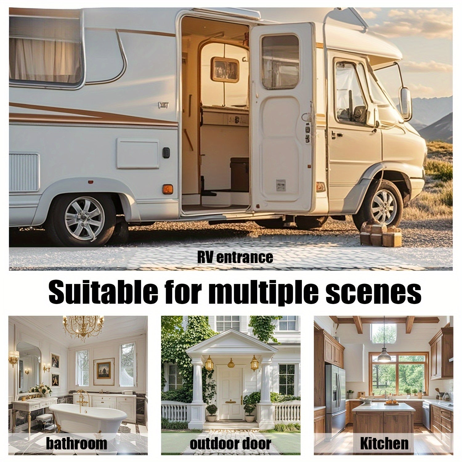 Alfombra antideslizante para puerta, decoración de cocina y hogar, poliéster suave y duradero