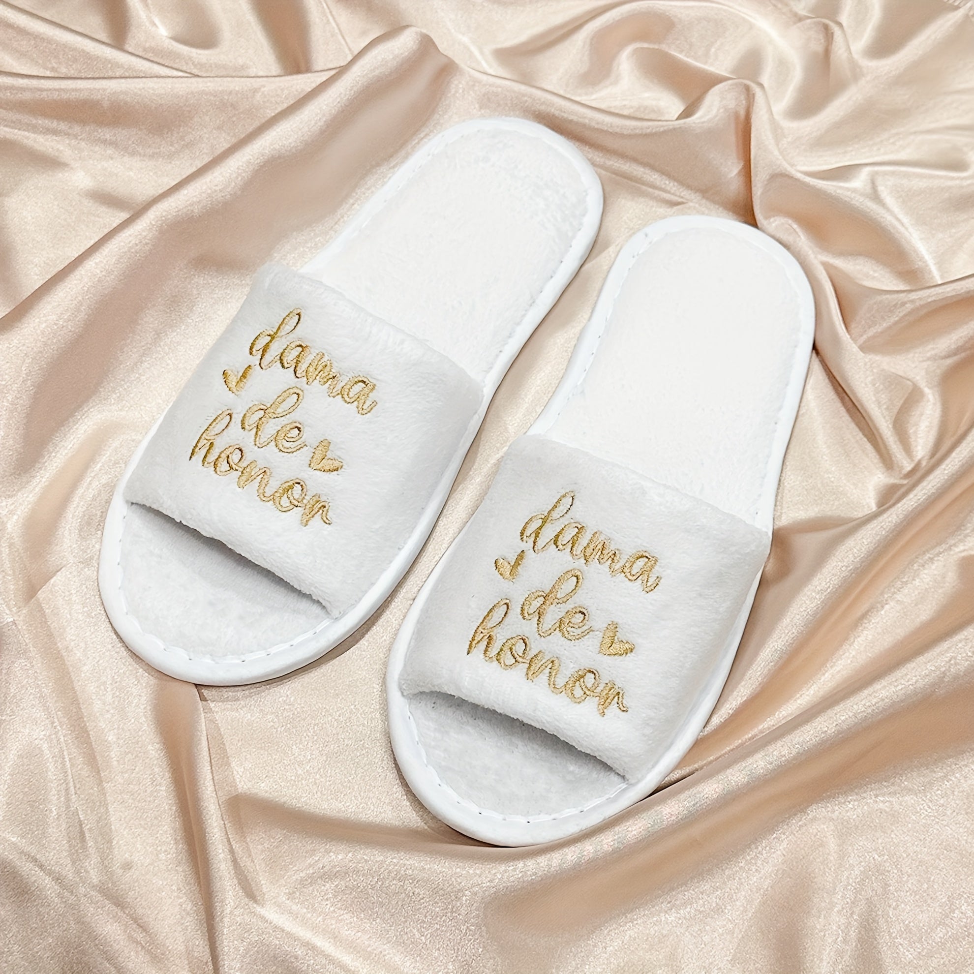 Women's Embroidered Slip-On Slippers EVA Sole Indoor Outdoor Wedding Bridesmaid