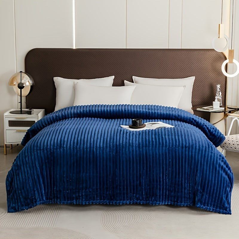 Contemporary Striped Flannel Throw Blanket for Bed and Couch All-Season Comfort