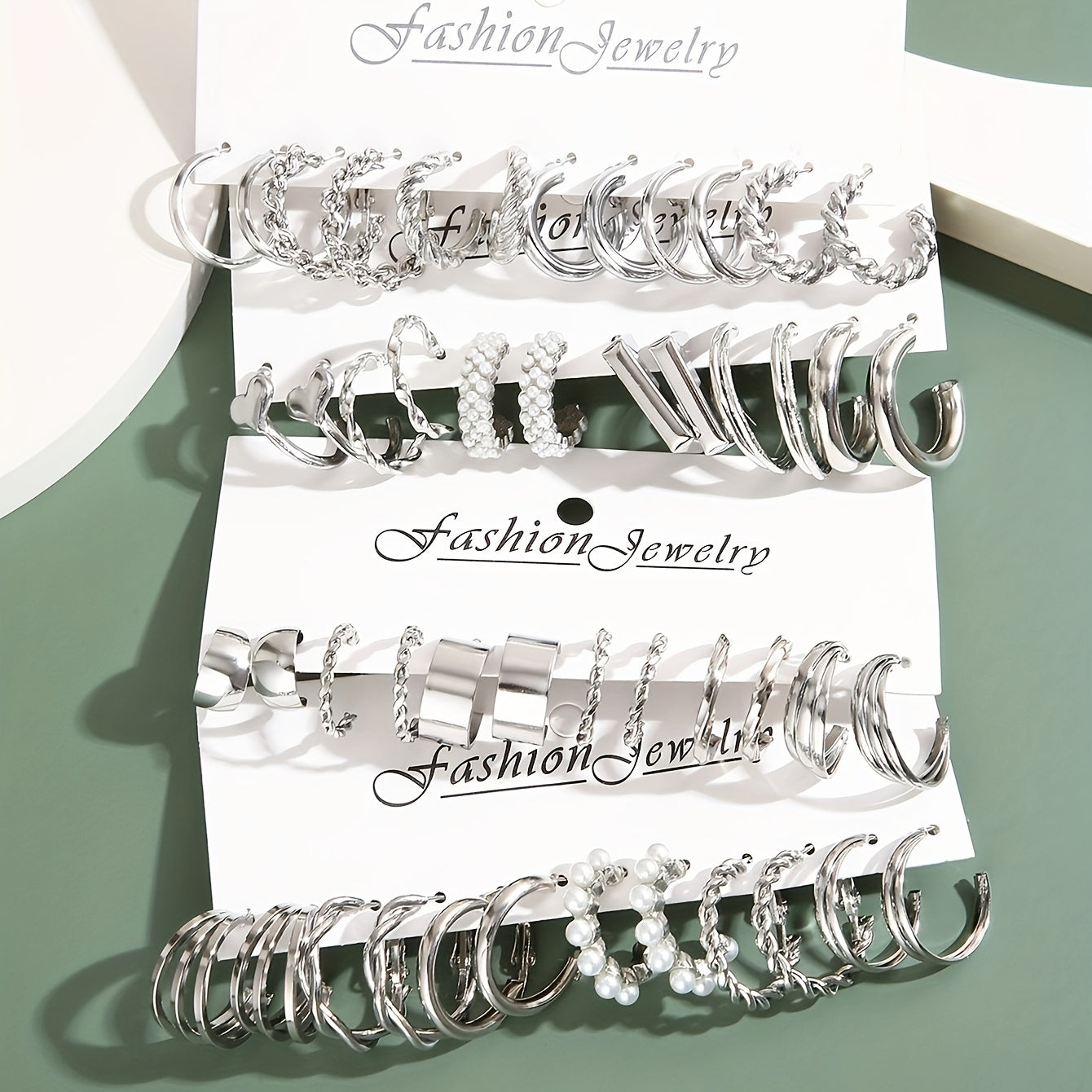 Women's Heart and Twisted Design Earrings Set 24 48 Pieces Zinc Alloy Stainless Steel Posts for Daily Wear and Gifting