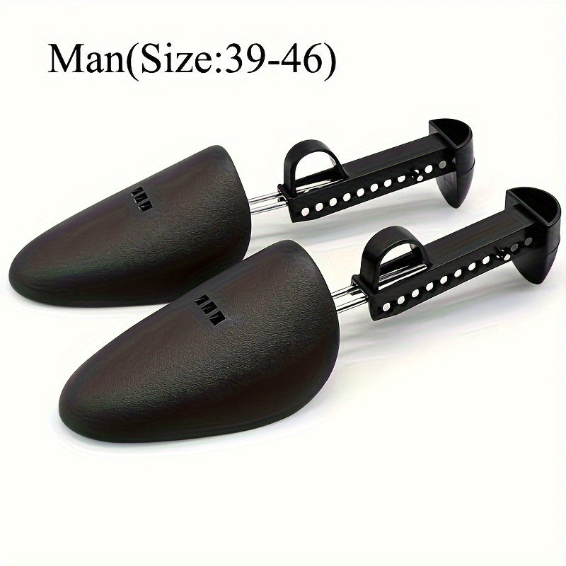 2 Pack Black Plastic Shoe Stretchers for Men and Women with Metal Hooks
