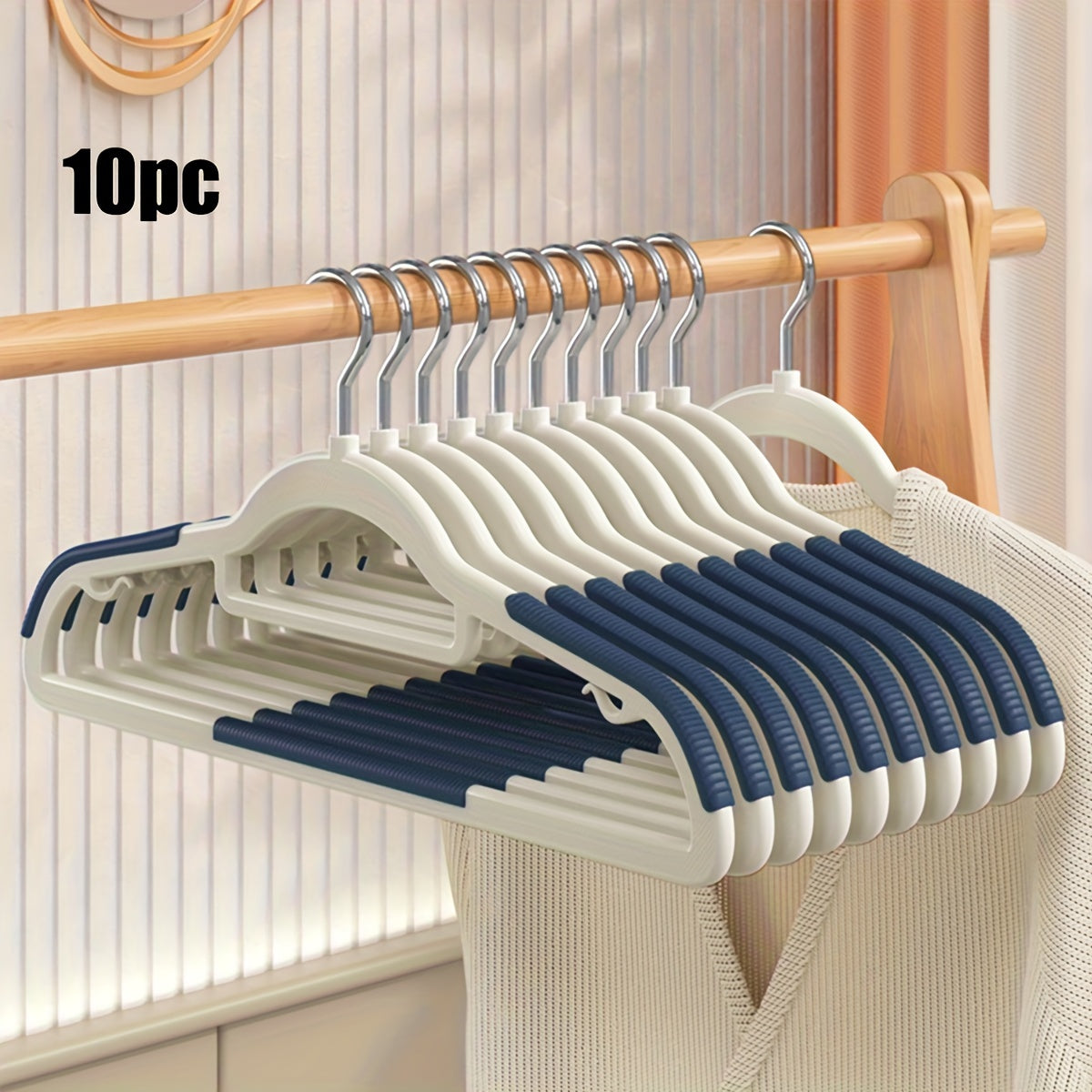 10 Non-Slip Heavy Duty Plastic Clothes Hangers for Storage and Organization in Bedroom Bathroom and Home