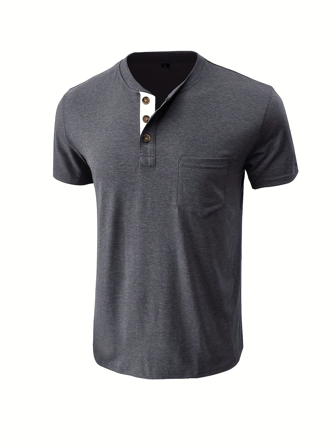 Plus Size Men's Short Sleeve Henley Shirt Lightweight Polyester Blend Spring Autumn Casual