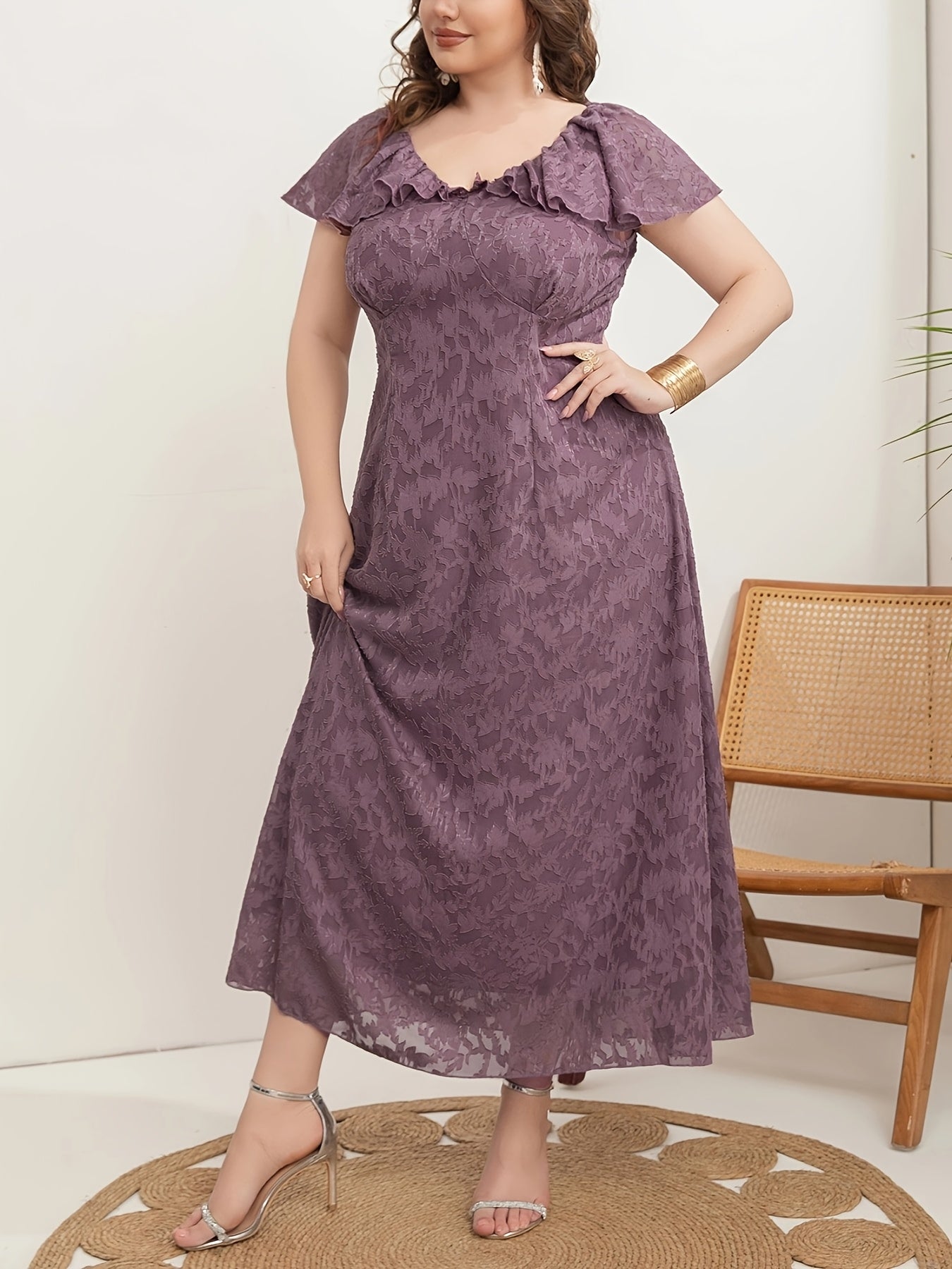 Plus Size Women's Elegant Middle East Style Casual Dress Black Large