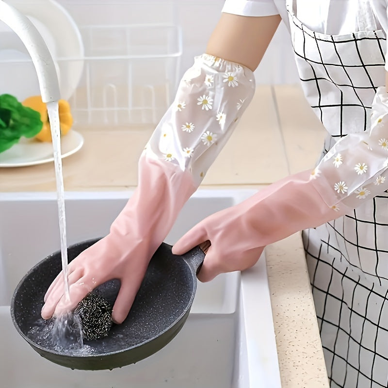 Waterproof Long-Sleeve Kitchen Gloves for Cleaning, Durable PVC, Lead-Free