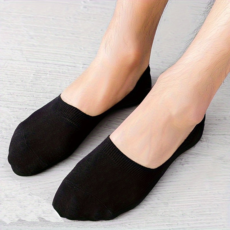 Men's Solid Color Boat Socks 5 Pairs Silicone Anti-Slip Low-Cut Summer Spring