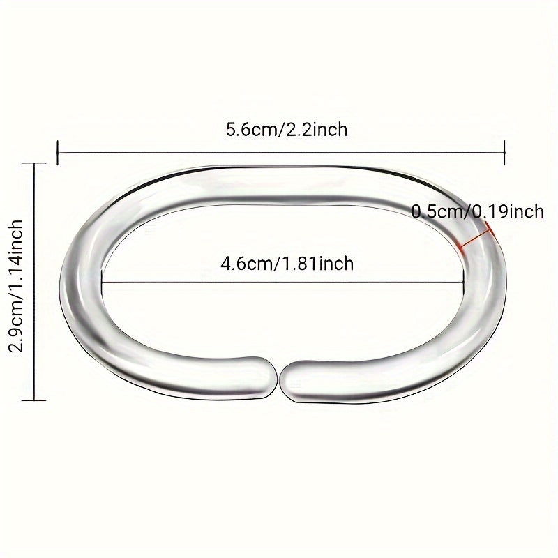 12 Premium Transparent Twistable Shower Curtain Rings for Bathroom Hanging