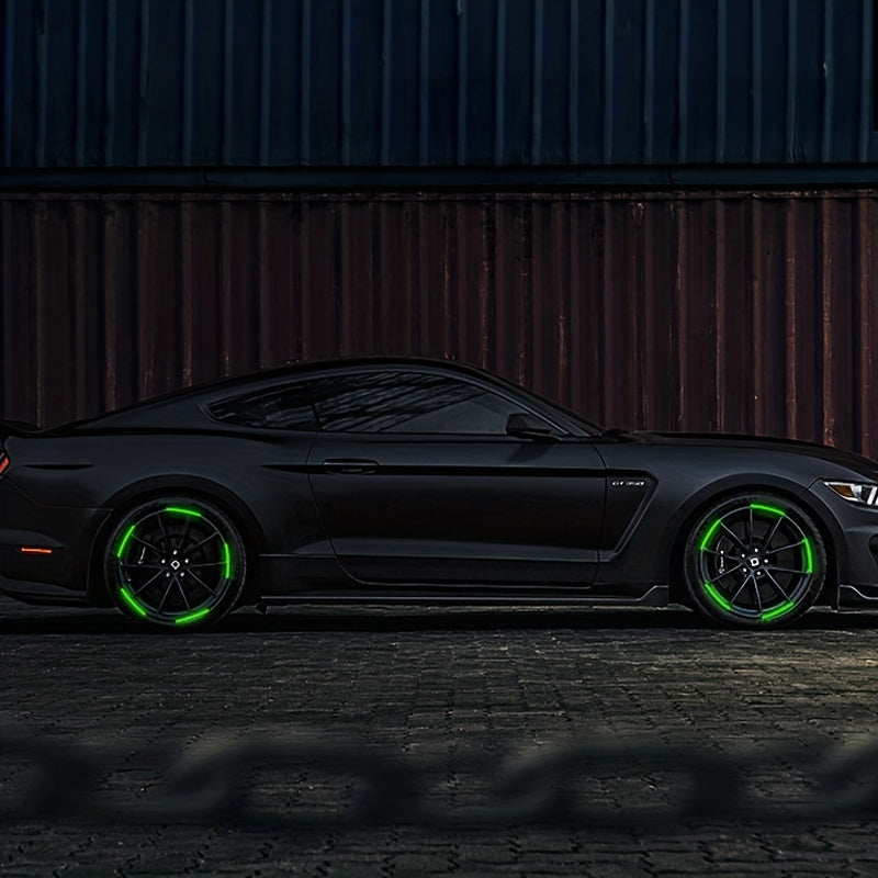 20 Pcs Car Wheel Luminous Reflective Stickers Green Night Decor