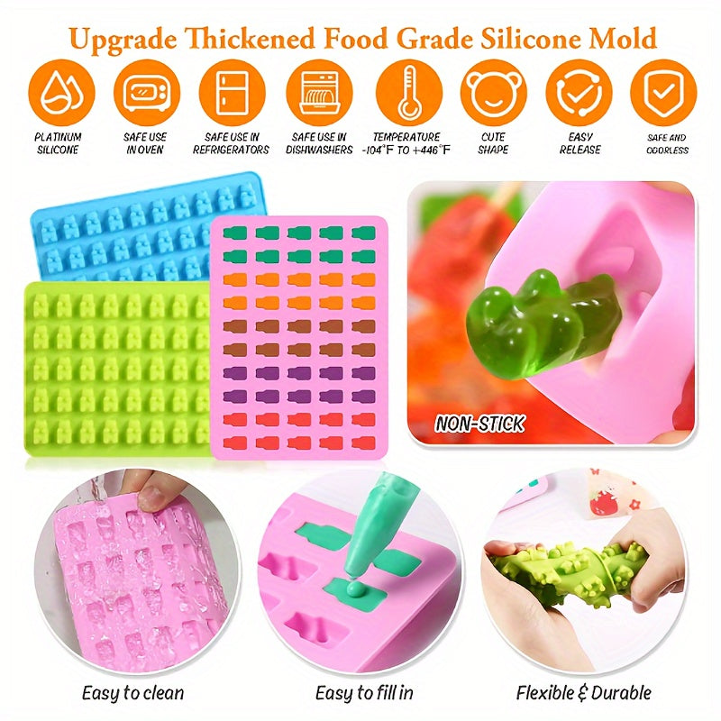 Silicone Mold Set 50 Cavities for Candy Gummy Bears and Chocolate Baking
