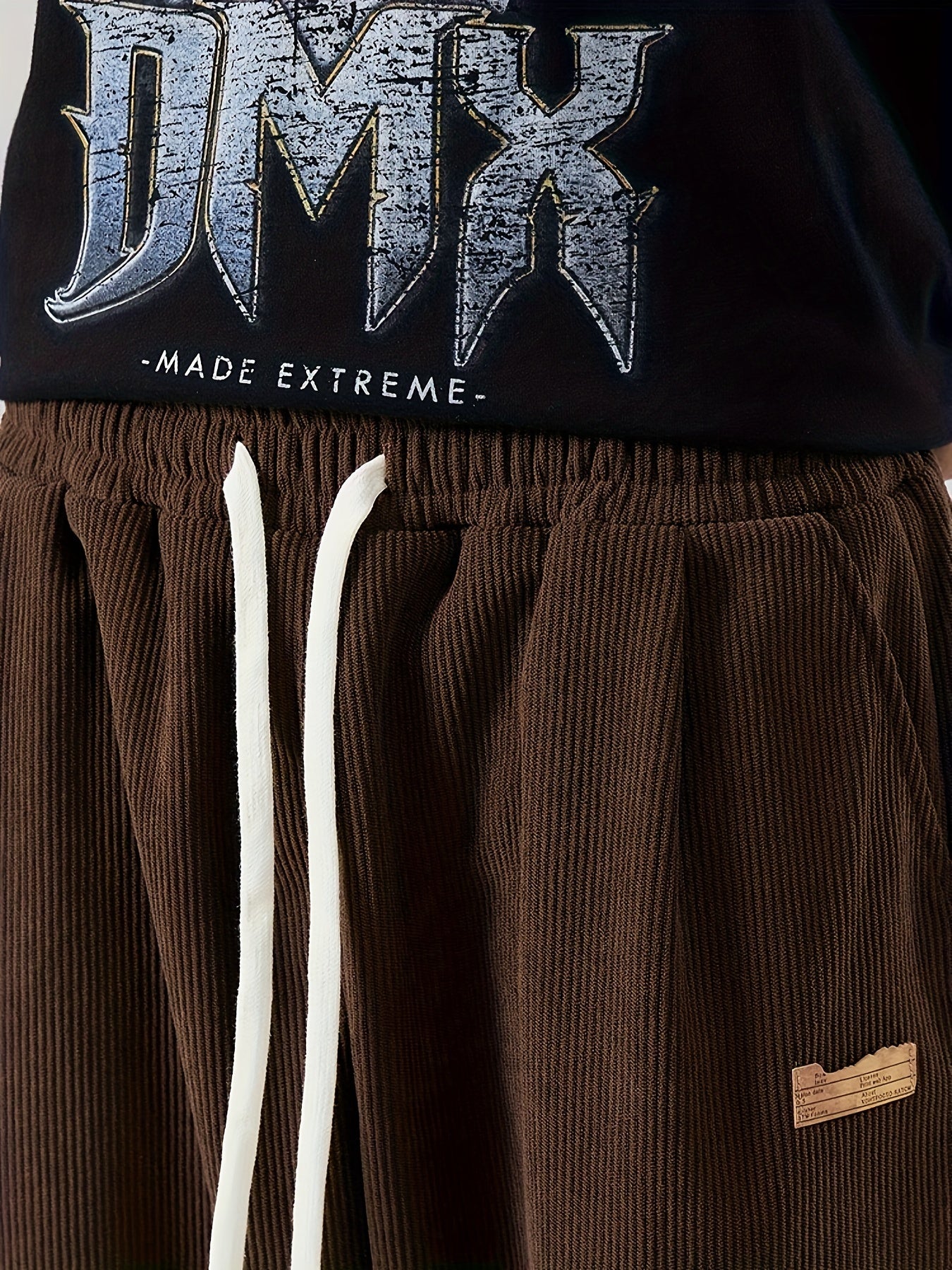 Pantalones de invierno de talla grande para hombre, casual, con patrón geométrico, tela de punto elástica, corte holgado