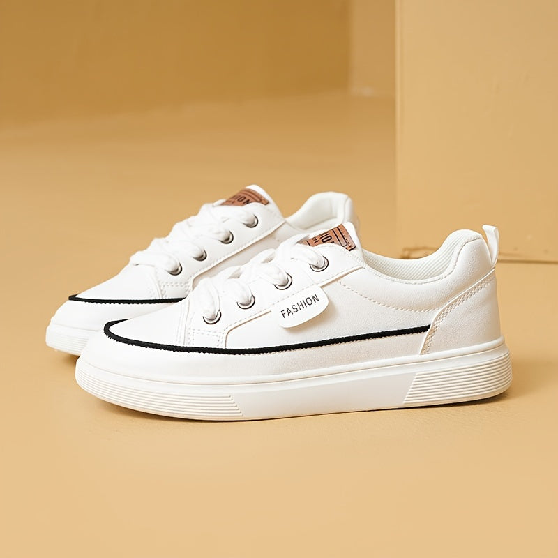 Women Breathable White Skate Sneakers Lightweight Casual Shoes For Fitness