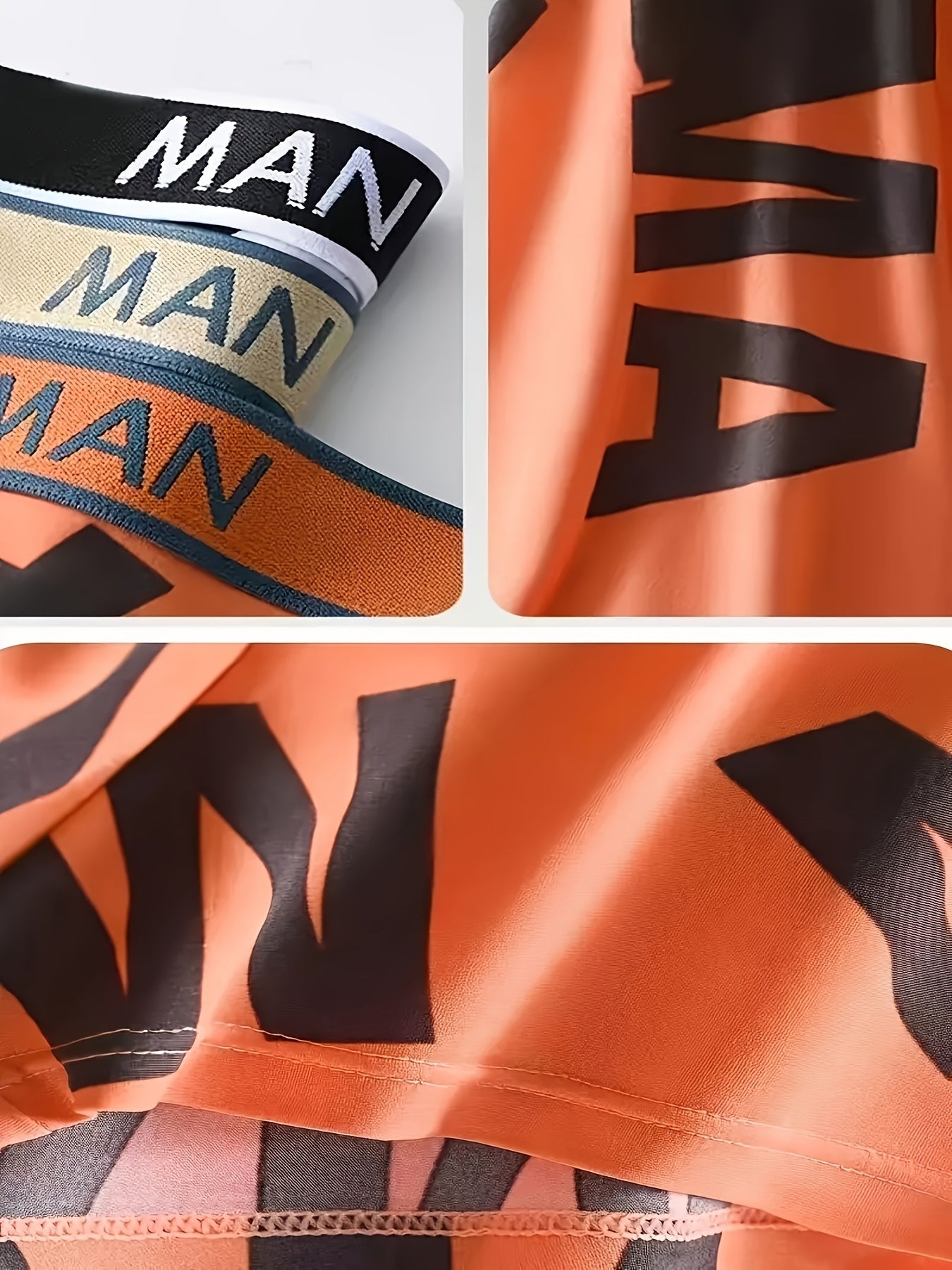 Men's Boxer Briefs Moisture-Wicking Polyester Blend Letter Pattern Elastic Waist Regular Fit