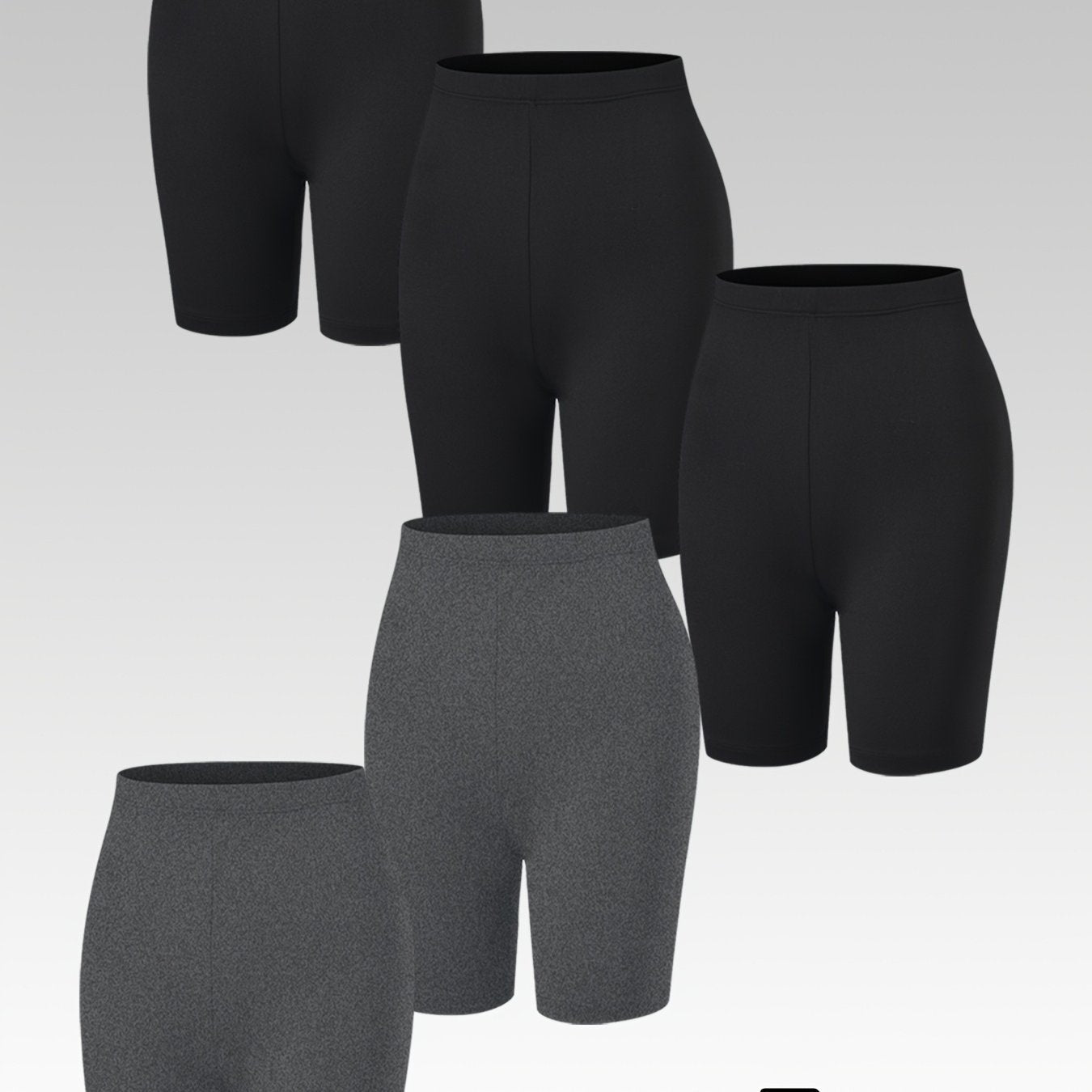 Plus Size Black High-Waisted Biker Shorts for Women, Stretchy Yoga Workout