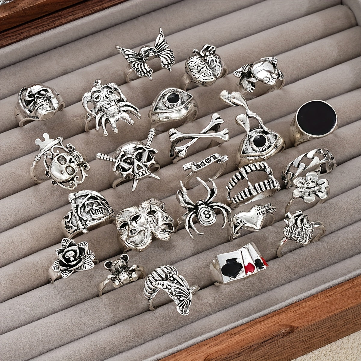 Gothic Punk Playing Cards Set of 24 Edgy Skull Wings Pirate Frog Heart Eyes