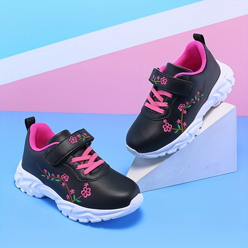 Girls' Casual Sports Shoes with Embroider Flowers Low Top EVA Sole