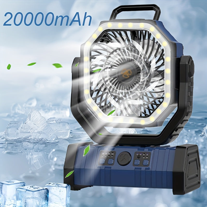 20000mAh USB rechargeable fan with LED lantern remote control outdoor camping