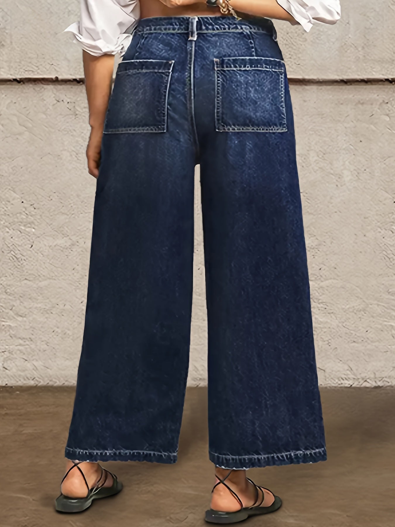 Women Wide Leg Denim Pants Casual Comfortable Blue Summer All Year