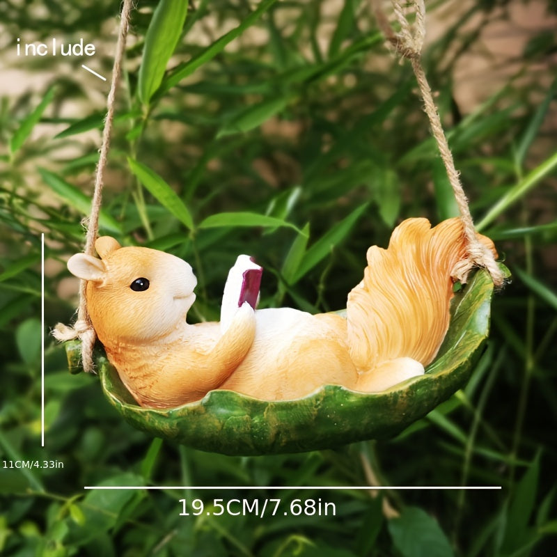 Resin Squirrel Garden Figurine Outdoor Rustic Animal Decor Easter