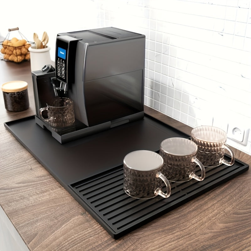 Silicone Coffee Bar Mat Black 59.94cm x 39.88cm Countertop Protector