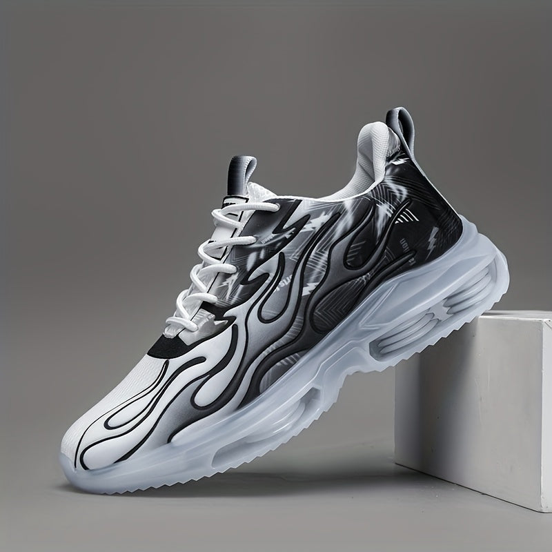 Men's Casual Athletic Sneakers Breathable Fabric Upper EVA Sole Low Top Lace-Up Striped Pattern All-Season Outdoor Comfort