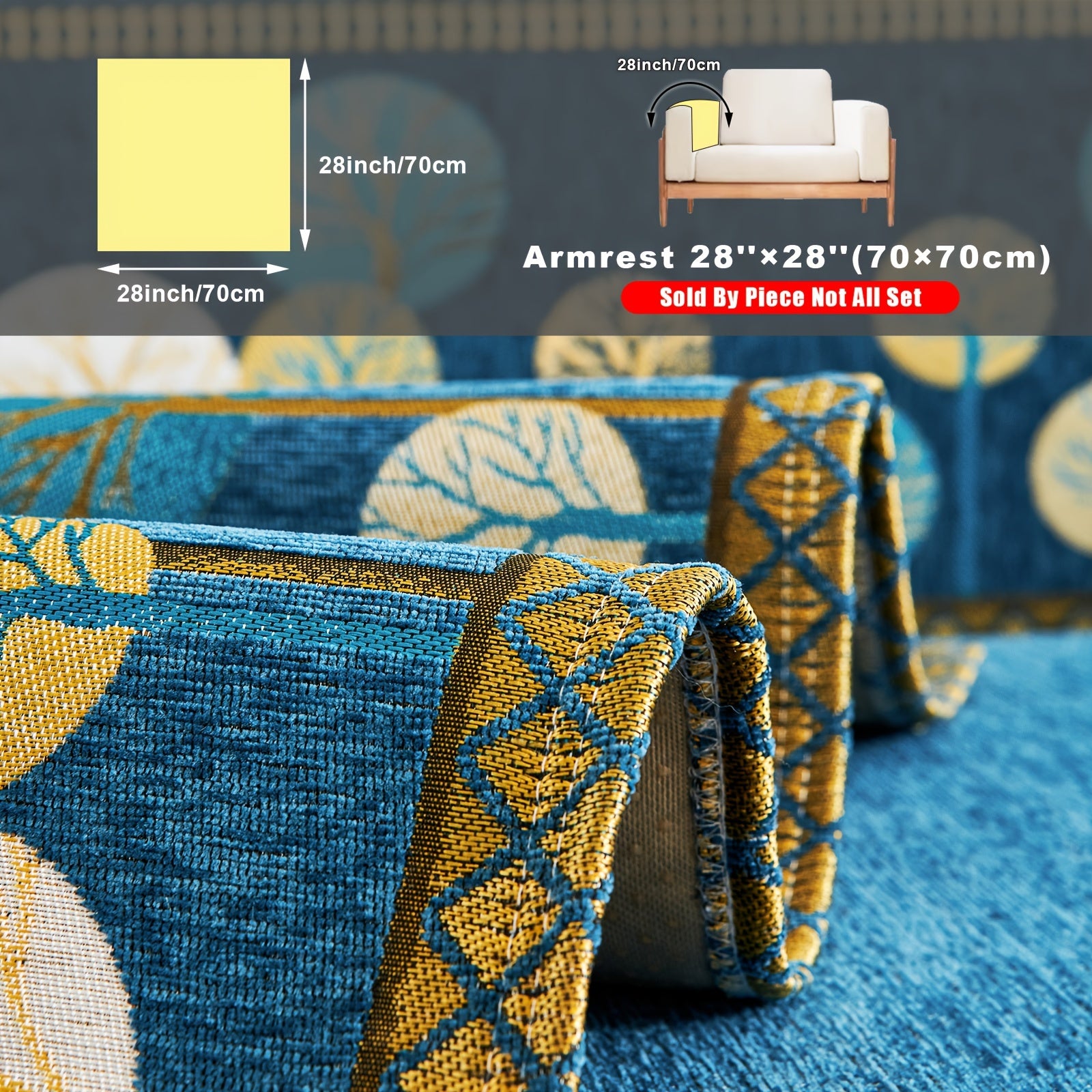 Chenille Sofa Cover with Tree Embroidery Pet-Friendly Slip-Resistant Easy to Clean Fits Various Sofa Sizes for Living Room and Home Decor