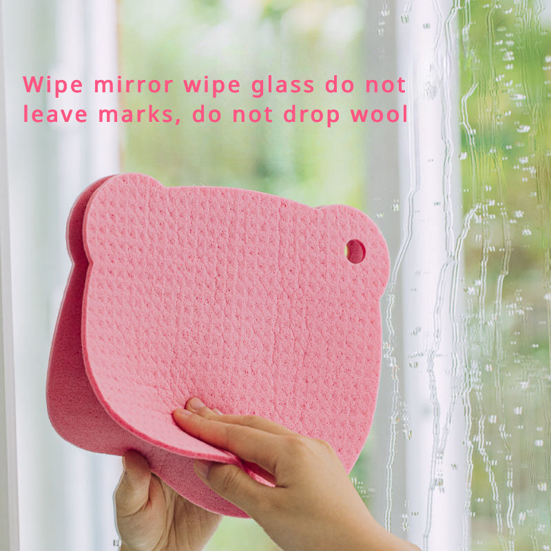 Set of 3 Wood Pulp Fiber Cleaning Sponges for Mirrors Glass and Surfaces