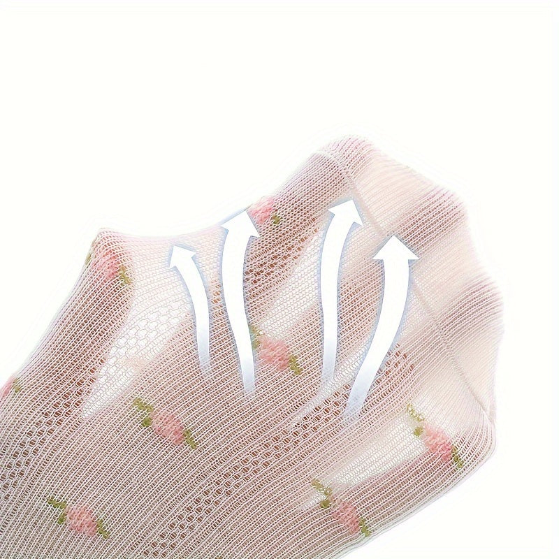 Girls' Mesh Socks with Bowknots Floral Pattern for Spring Summer Set of 5