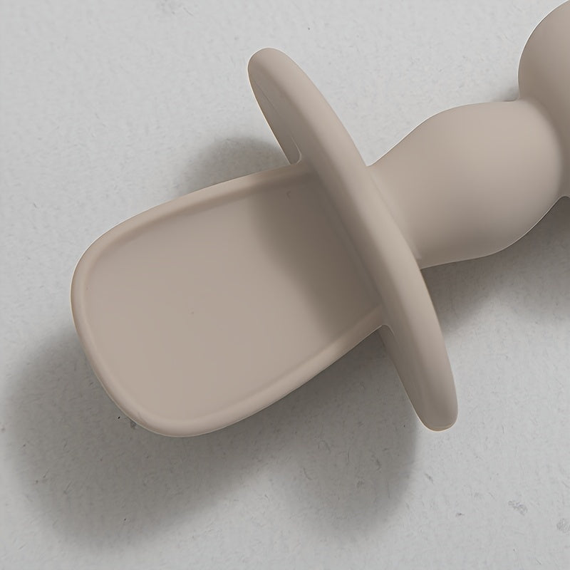 Juego de alimentación para bebé de 2 piezas, tenedor y cuchara de silicona Panda, suave, libre de BPA, vajilla para niños pequeños