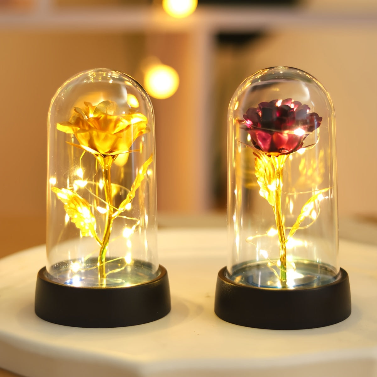 Golden Foil Rose Night Lamp Decorative Gift for Special Occasions