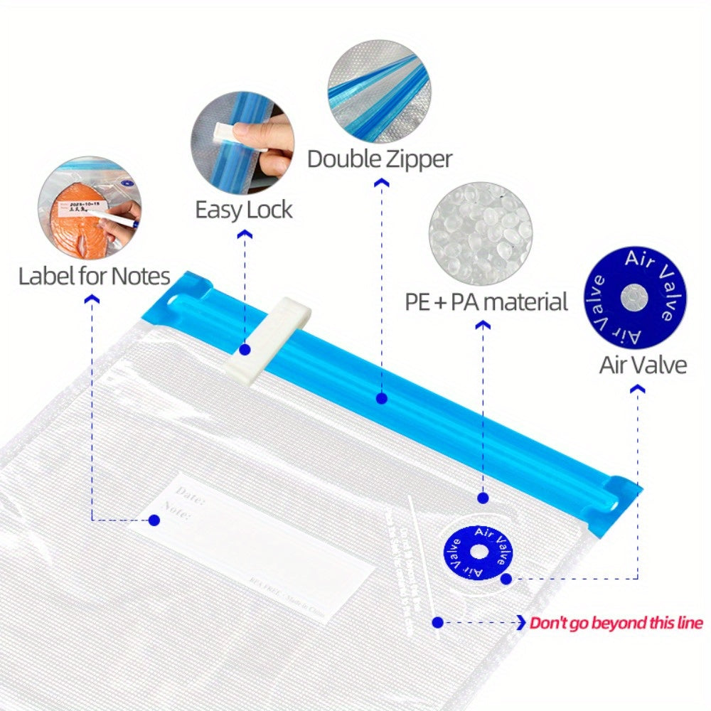30 мешков для хранения продуктов из ПВХ без BPA, пищевого класса, вакуумных, идеально подходят для сохранения продуктов, приготовления и хранения мяса, фруктов и овощей