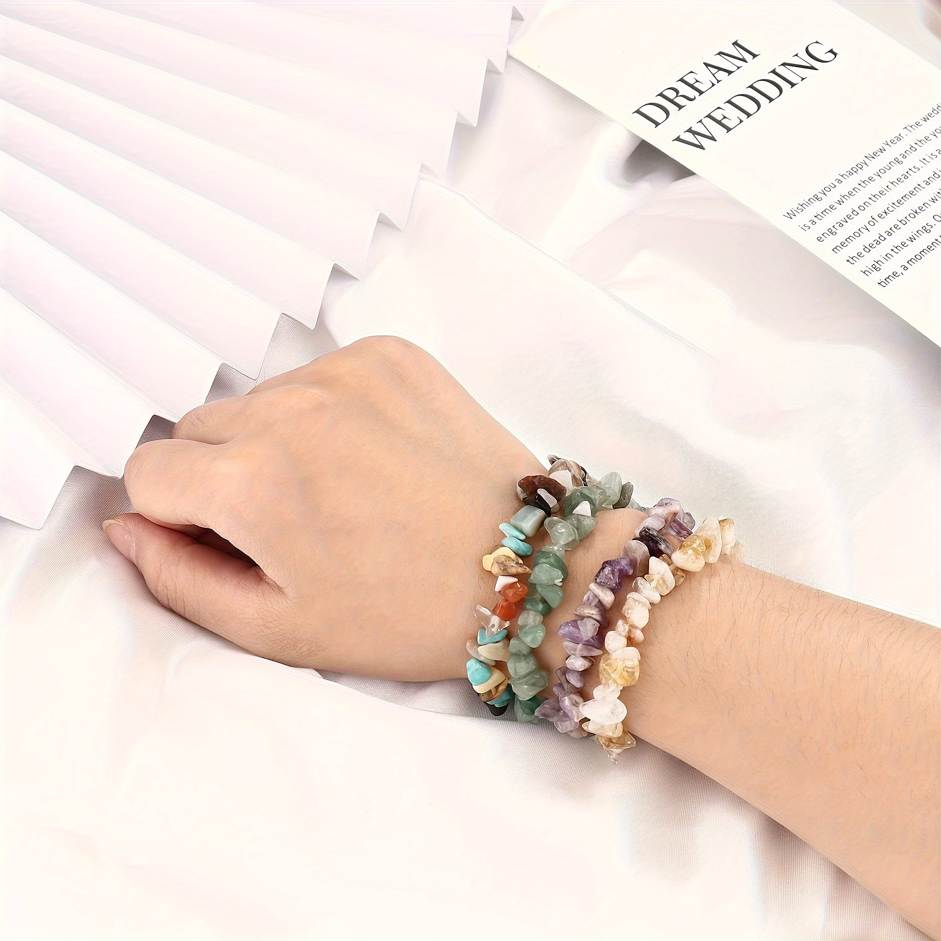 Handcrafted Quartz Crystal Beaded Bracelet Set 12-Piece Chakra Healing Jewelry for Women