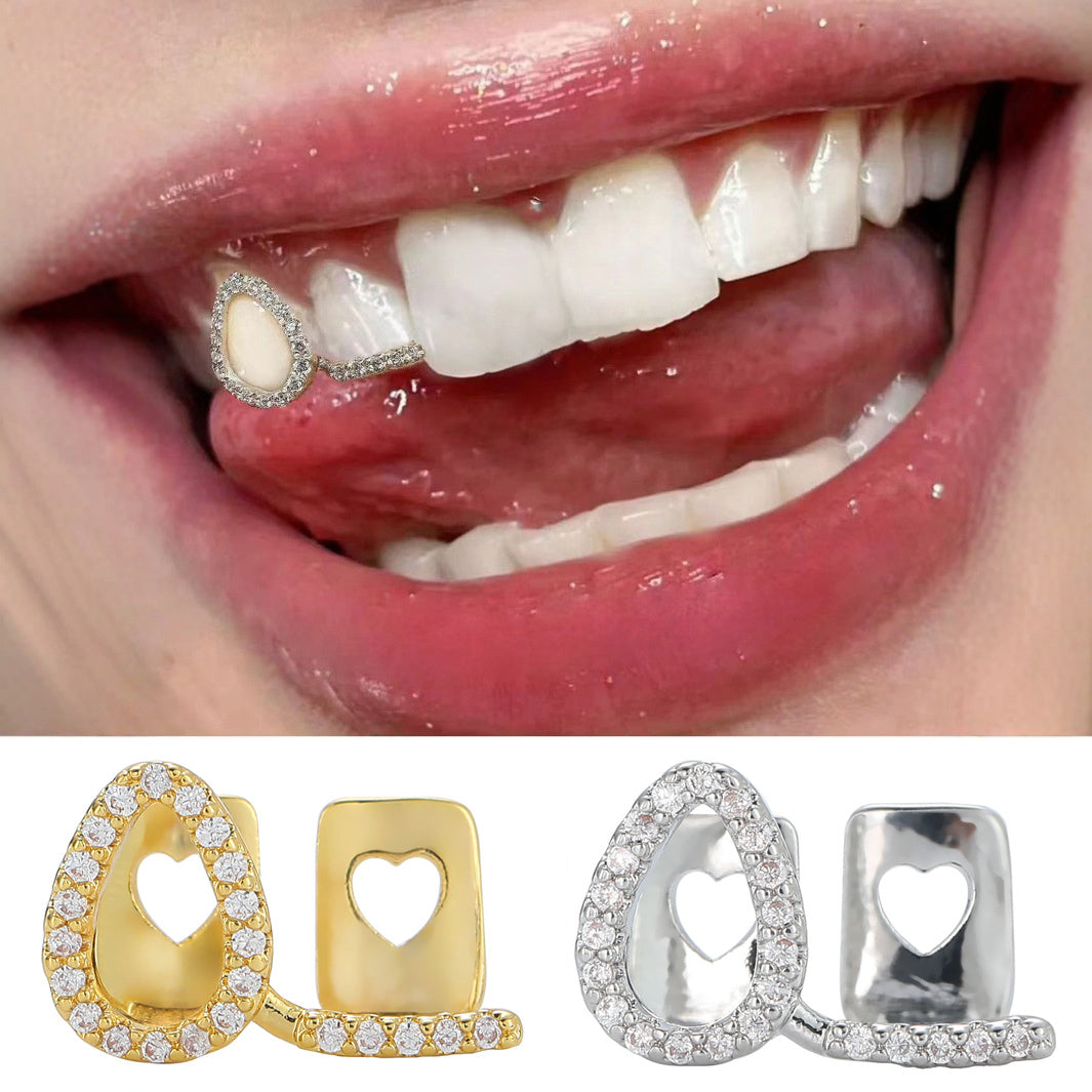 Gold Plated Teeth Grillz Set for Men and Women Cubic Zirconia Top and Bottom