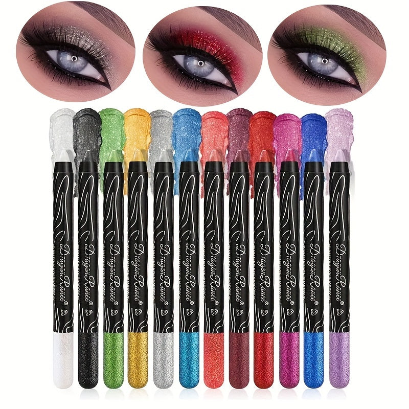 Women Shimmering Eyeshadow Pencil 2-in-1 Matte Glitter Brightening Contouring