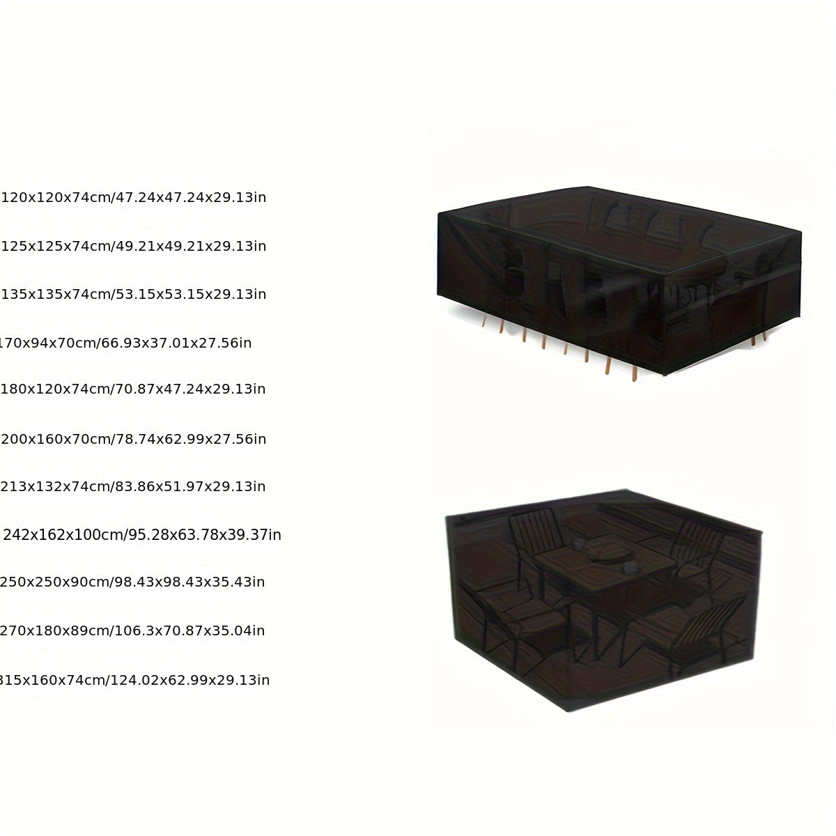 210D Oxford Cloth Outdoor Square Table and Chair Cover Black Patio Furniture Protector